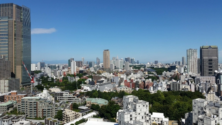 港区芝の街並みと東京タワー